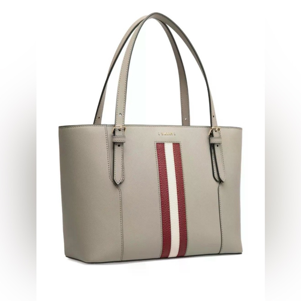 Bally Women's Tote in Gray with Red Stripe